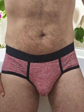 Men's Red Heather Briefs with Black Trim